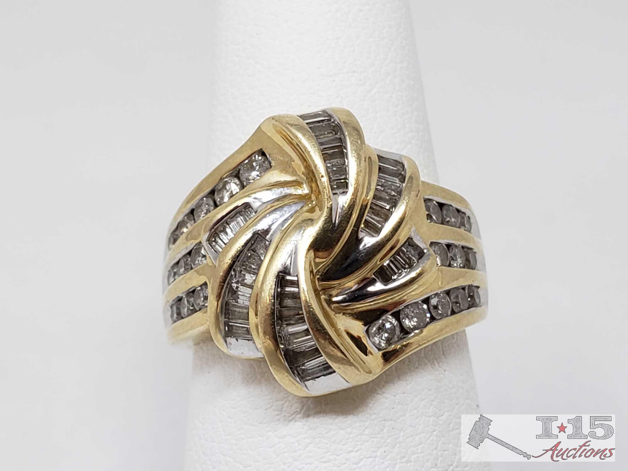 14k Gold Diamond Ring, 8.4g