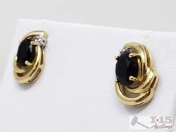 Pair of 14k Gold Diamond Earrings 3.6g