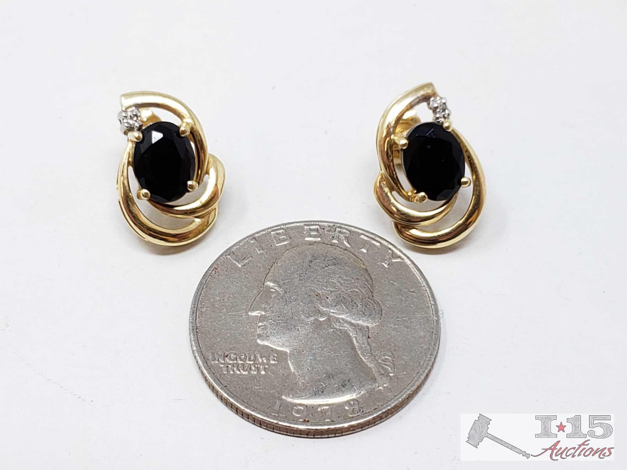 Pair of 14k Gold Diamond Earrings 3.6g