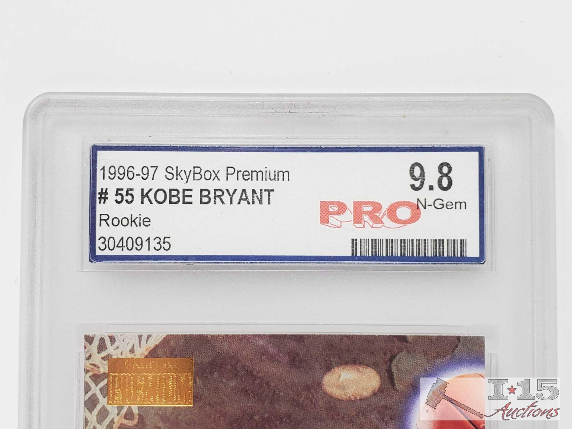 1996-97 Skybox Premium #55 and Hoops #281 Kobe Bryant Pro Graded Rookie Cards