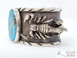 San Felipe Jacob Troncosa Sterling Silver Cuff Bracelet With Turquoise