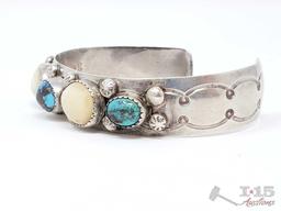 Stunning Vintage Navajo Native American Jewelry Bisbee Turquoise Sterling Silver Bracelet