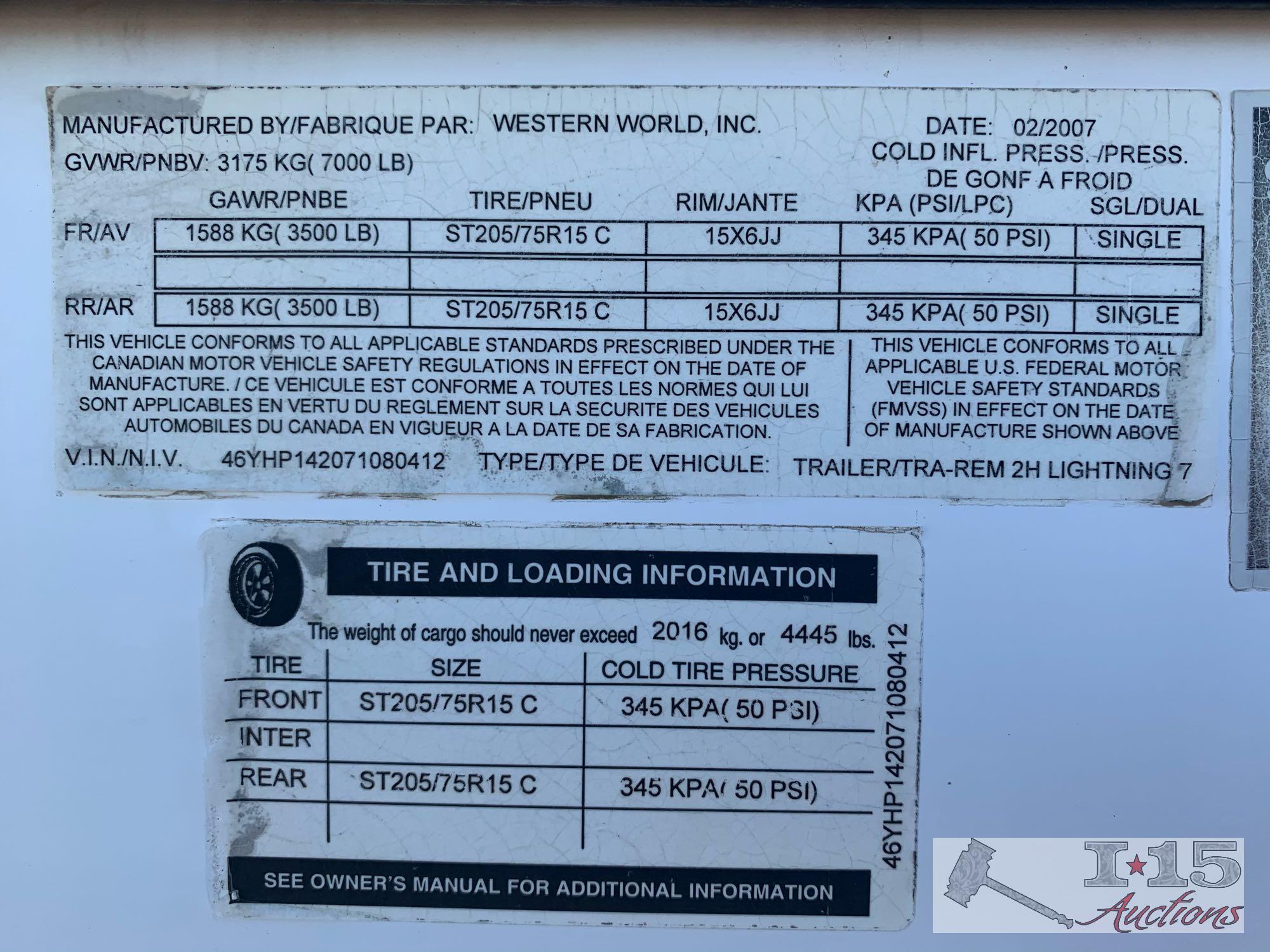 2007 Circle J 2 horse Aluminum slant load Horse Trailer