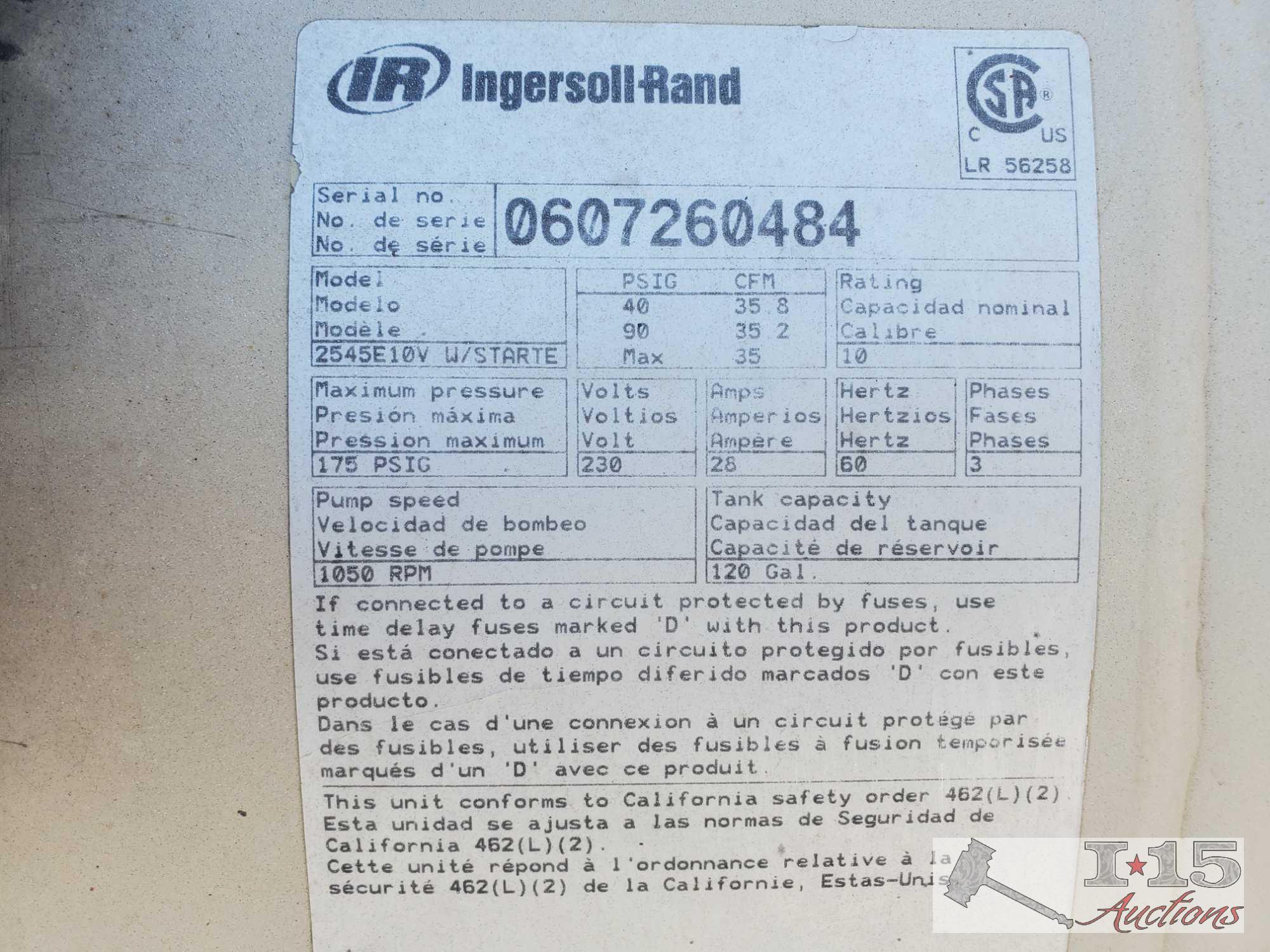 Ingersoll Rand 120 Gal. Air Compressor