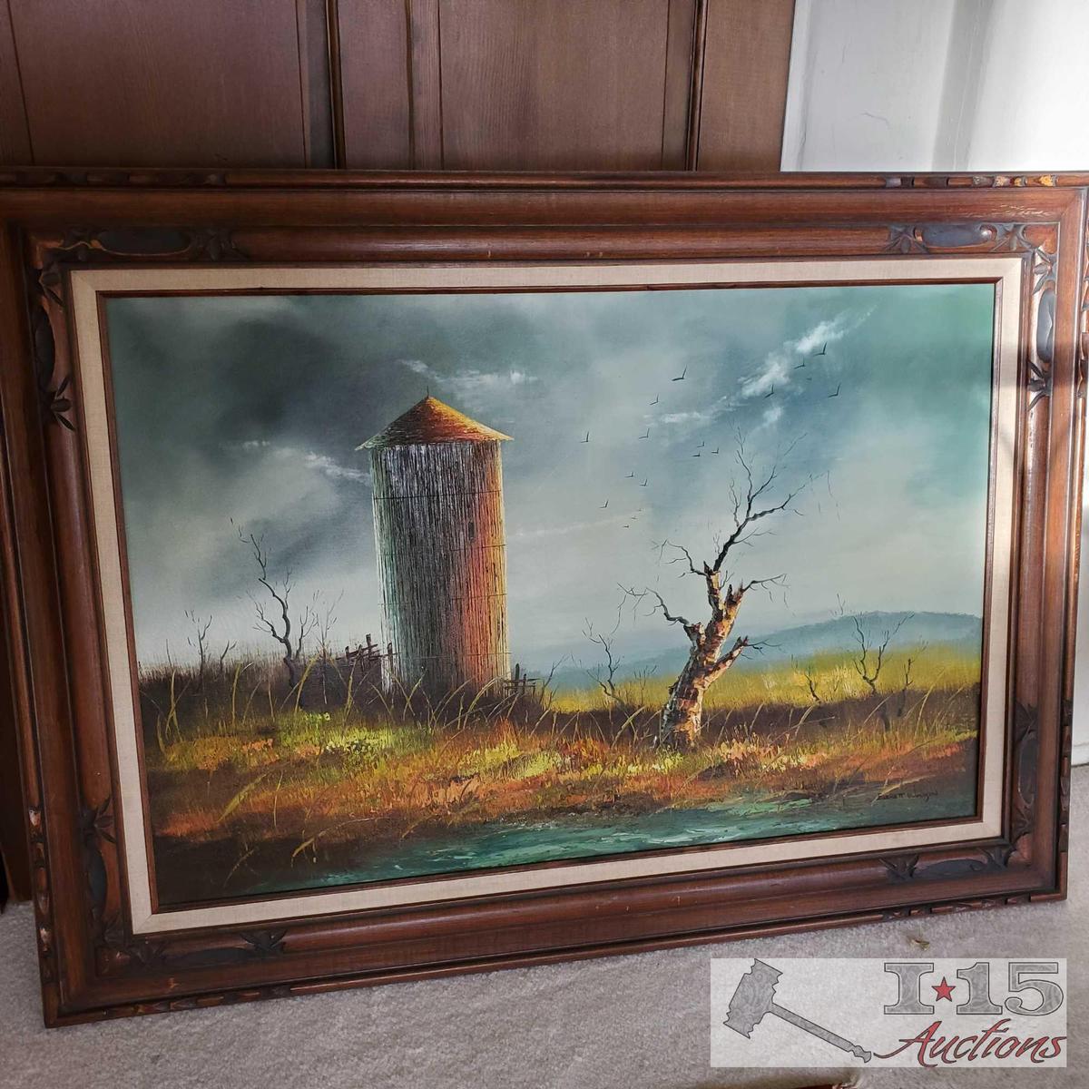 Vintage Oil Panting with Frame by Everett Woodson