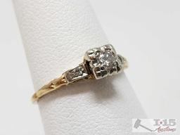 14k Gold Diamond Ring, 1.4g