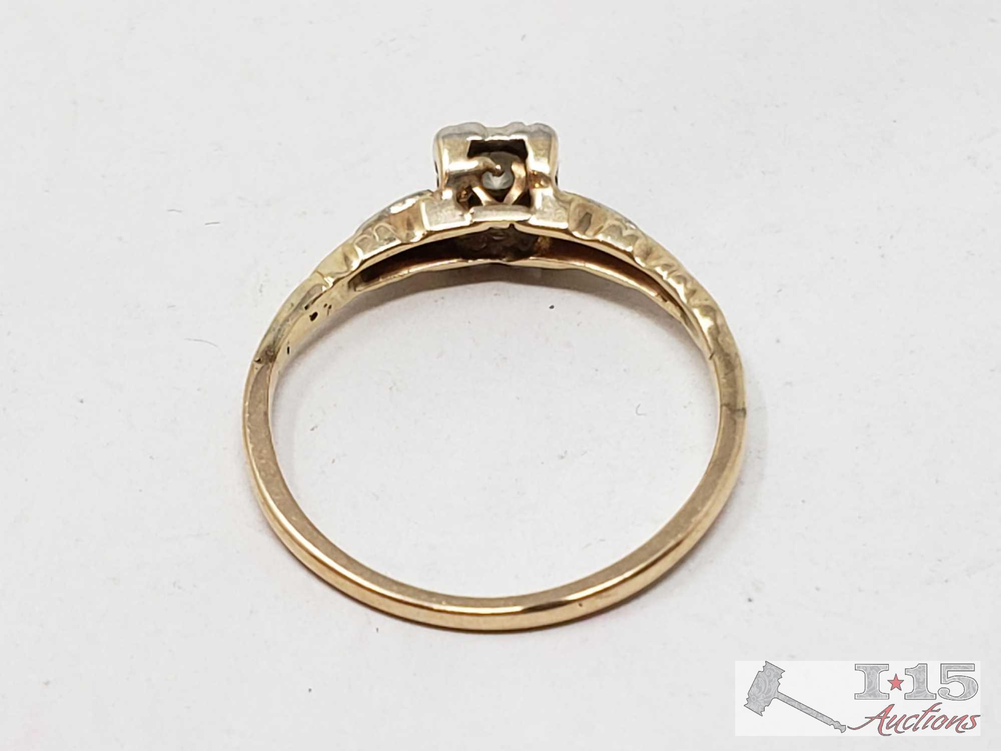 14k Gold Diamond Ring, 1.4g