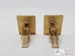 14k Gold Diamond Cuff Links and Tie Clip, 21g