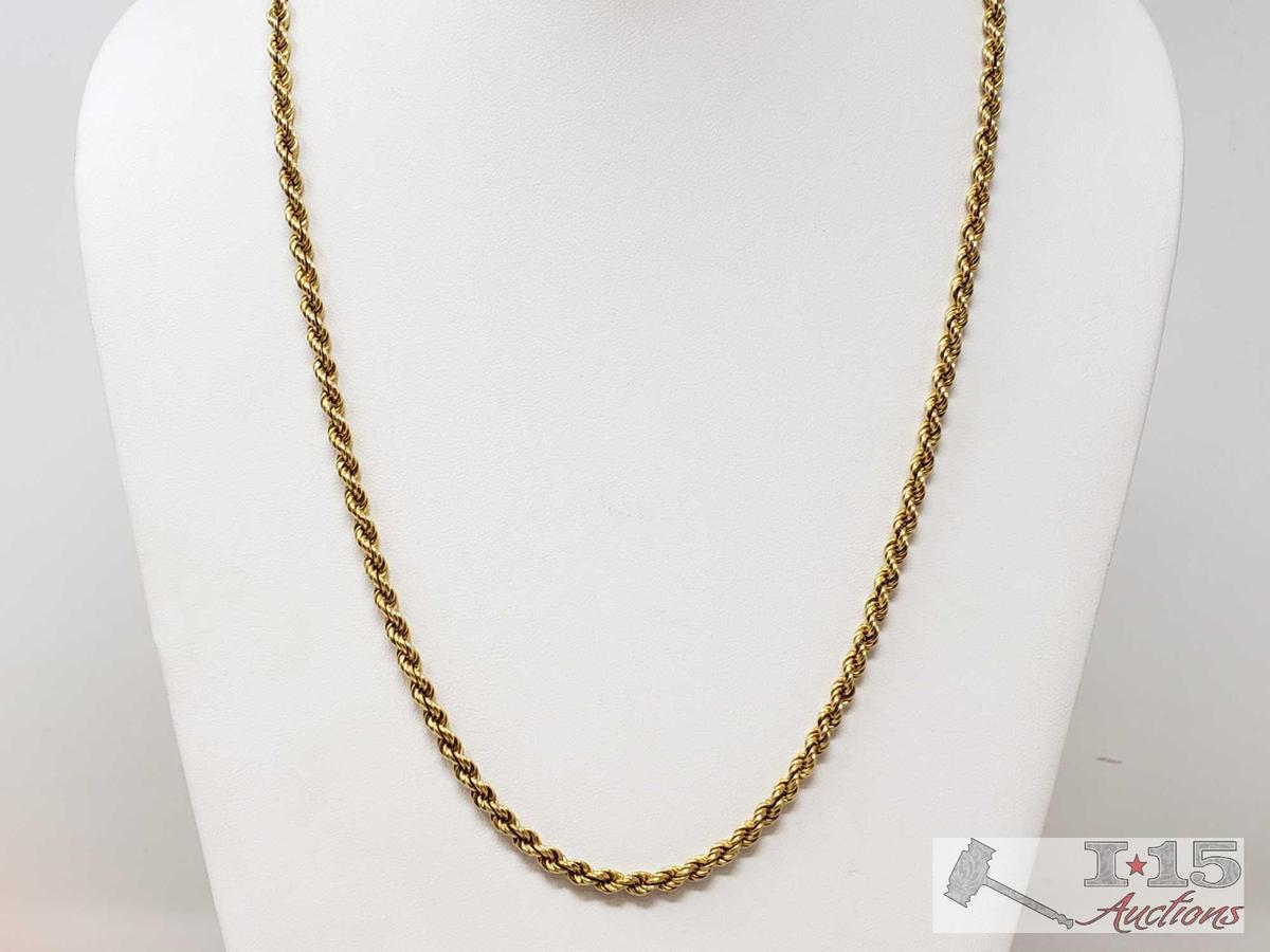 18k Gold Rope Chain, 17.9g