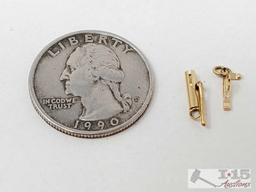 14k Gold Diamond Tie Pin, and "Palm Springs" Gold Pendant, 1.8g