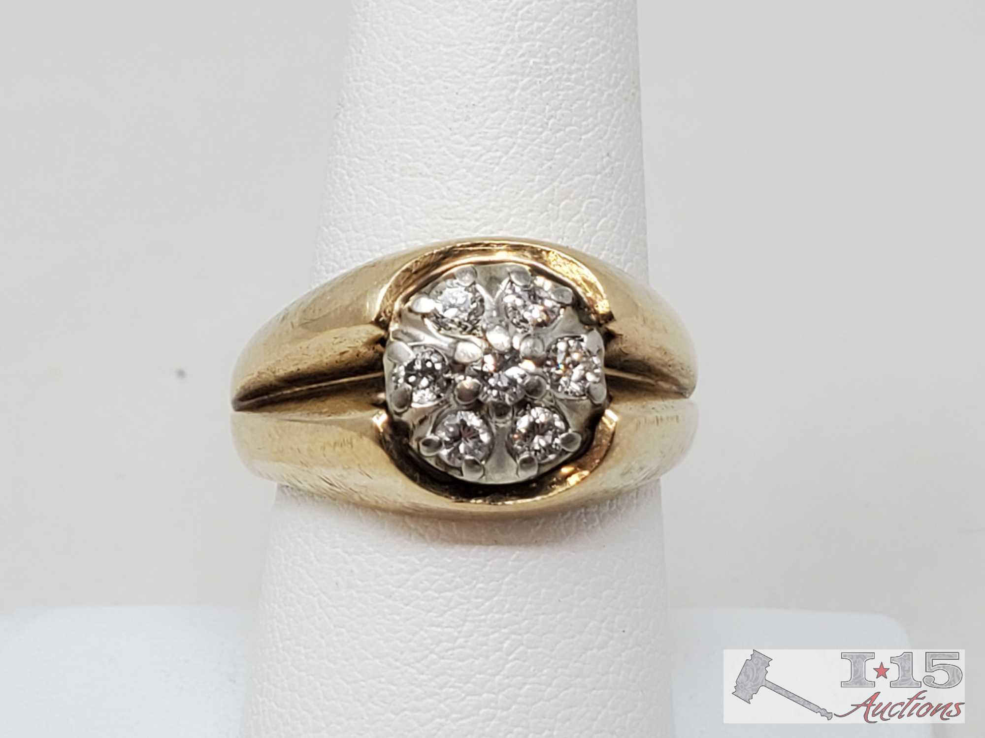 10k Gold Diamond Ring, 6.6g