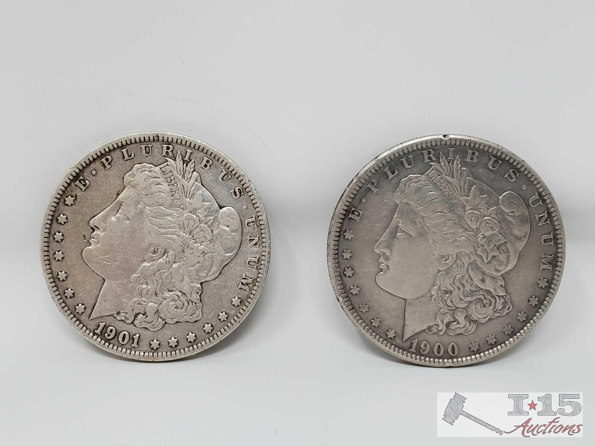 1900 and 1901-O Morgan Silver Dollars