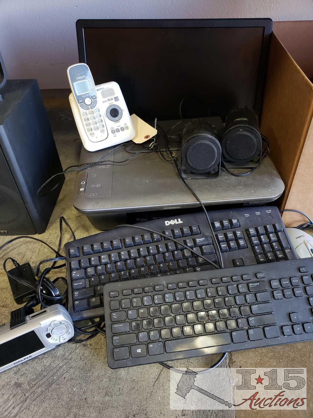 2 Dell Keyboards, HP Printer, Dell Monitor, Altec Speakers and More