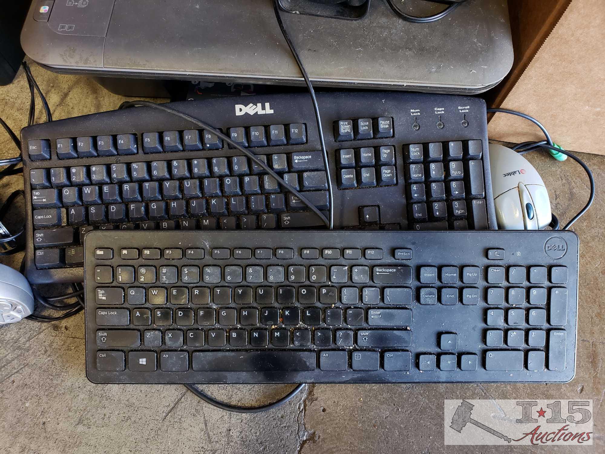 2 Dell Keyboards, HP Printer, Dell Monitor, Altec Speakers and More