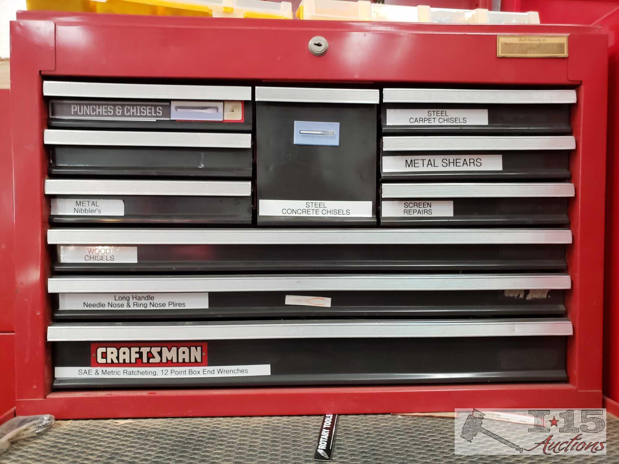 Craftsman 2 Piece 16 Drawer Tool Box With tools And More