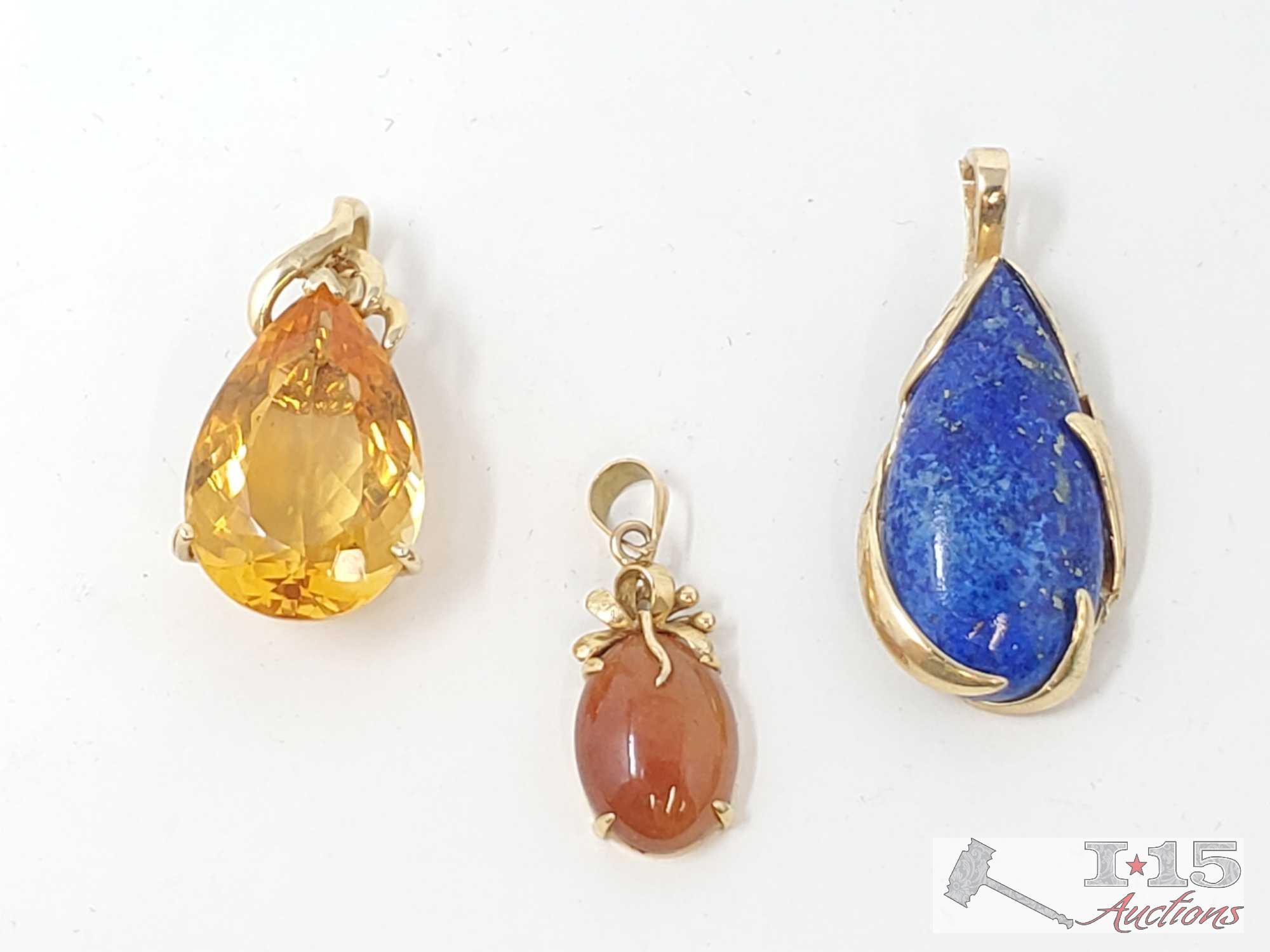 3 14k Gold Pendants- 13.2g