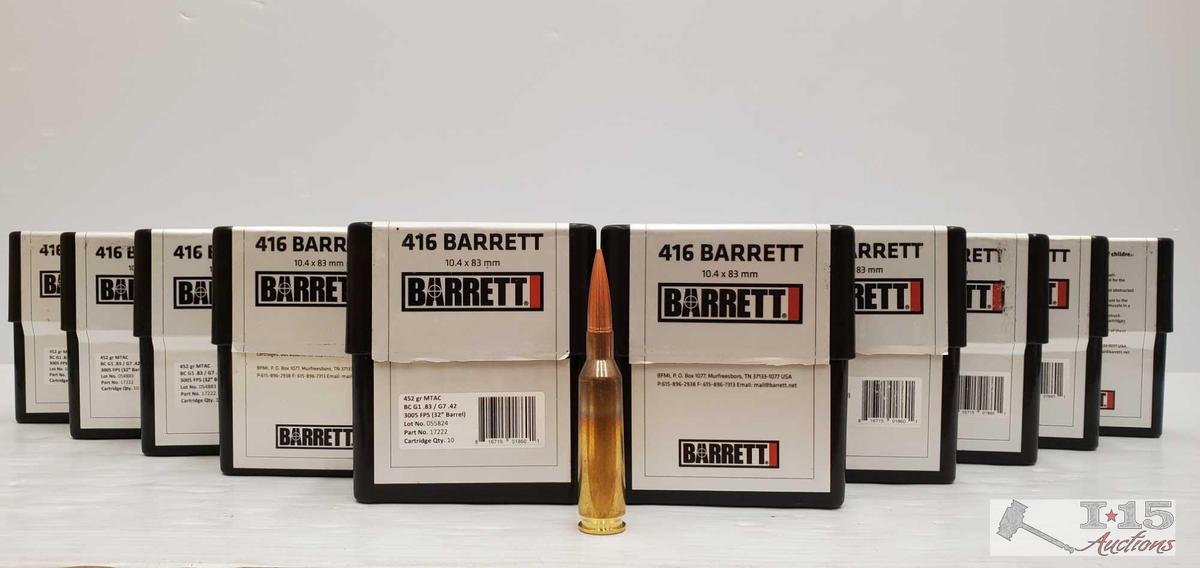 100 Rounds Of .416 Barrett - 452 GR 10.4 x 83mm