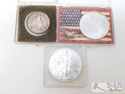 2 Silver Walking Liberty Coin And Silver Eagle Coin