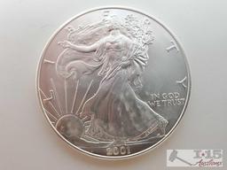 2 Silver Walking Liberty Coin And Silver Eagle Coin