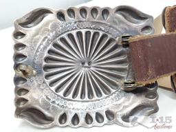 Don Martinez Sterling Silver Concho Belt With Spiny Oyster from the Crosby Collection, 584g