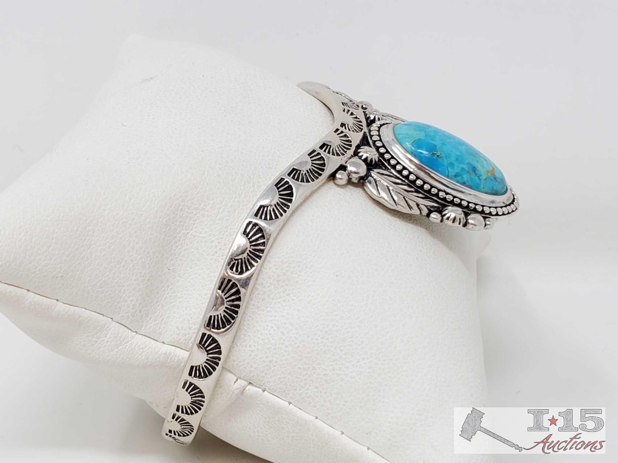 Sterling Silver Turquoise Native American Cuff