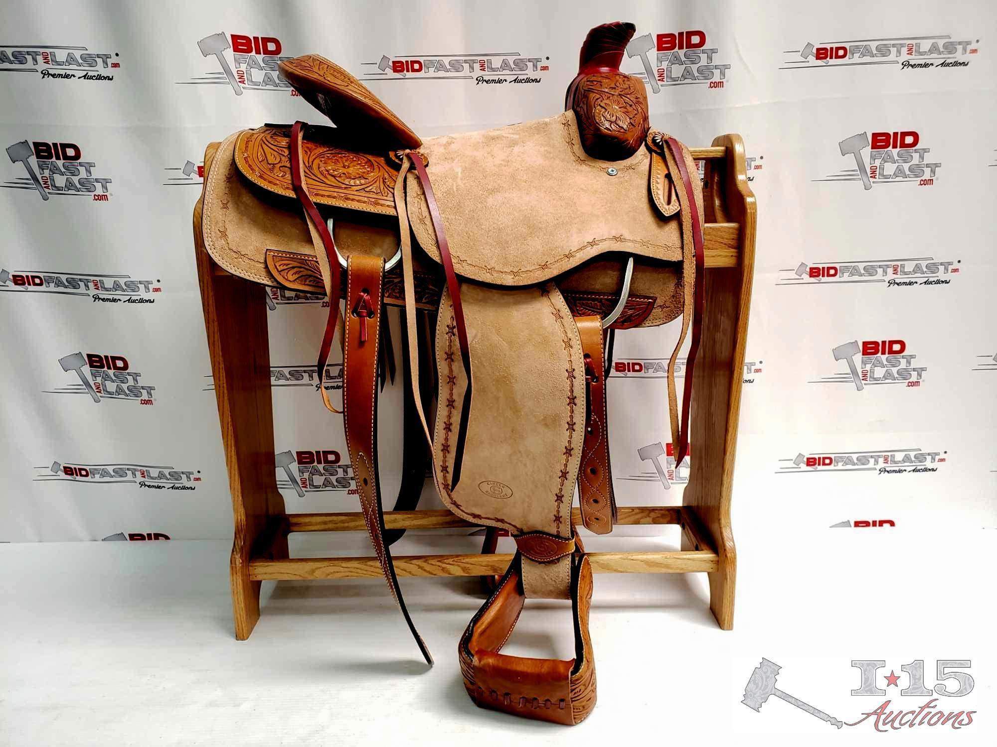 NEW 15" Circle S Roping Saddle with Roughout Seat. Warranted for Roping