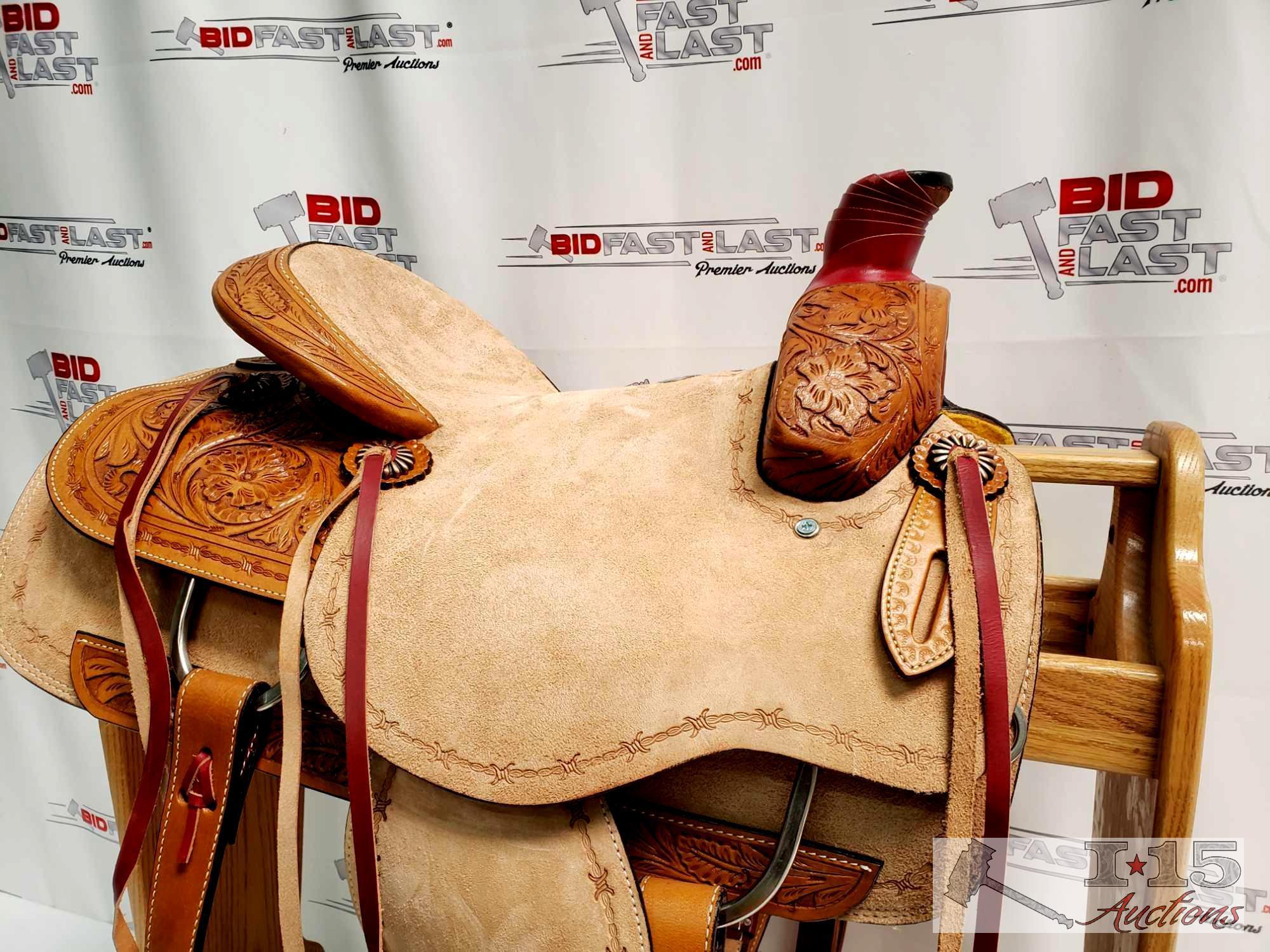 NEW 15" Circle S Roping Saddle with Roughout Seat. Warranted for Roping