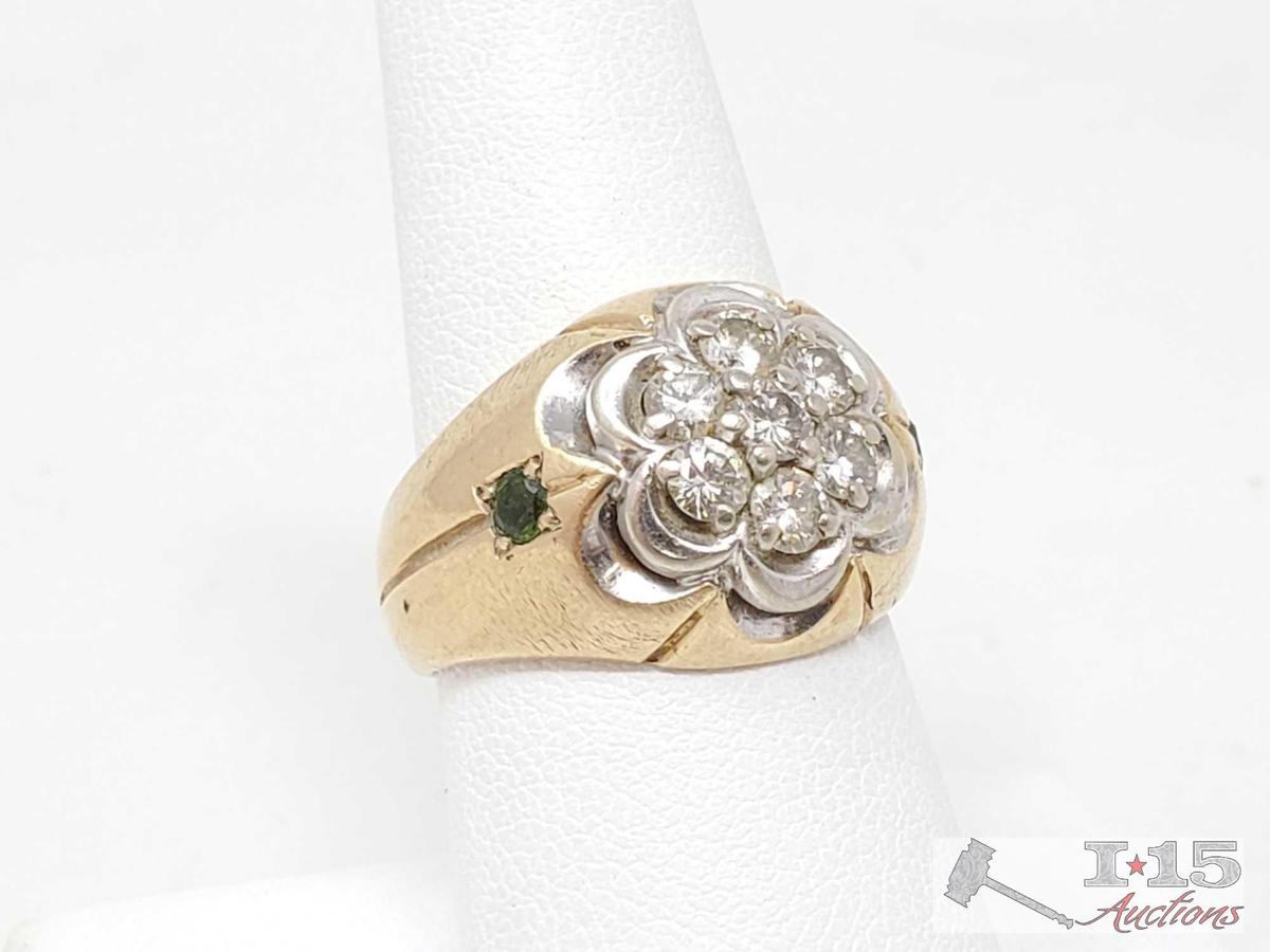 14k Gold Ring With Diamonds, 10.2g