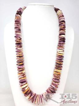 SUPERB LARGE VINTAGE PURPLE SPINEY OYSTER Necklace