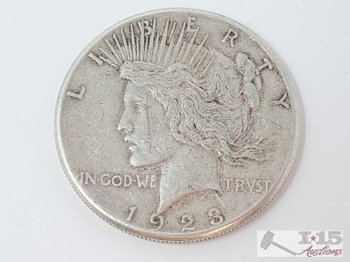 1923-S Liberty Silver Peace Dollar, 90% Silver