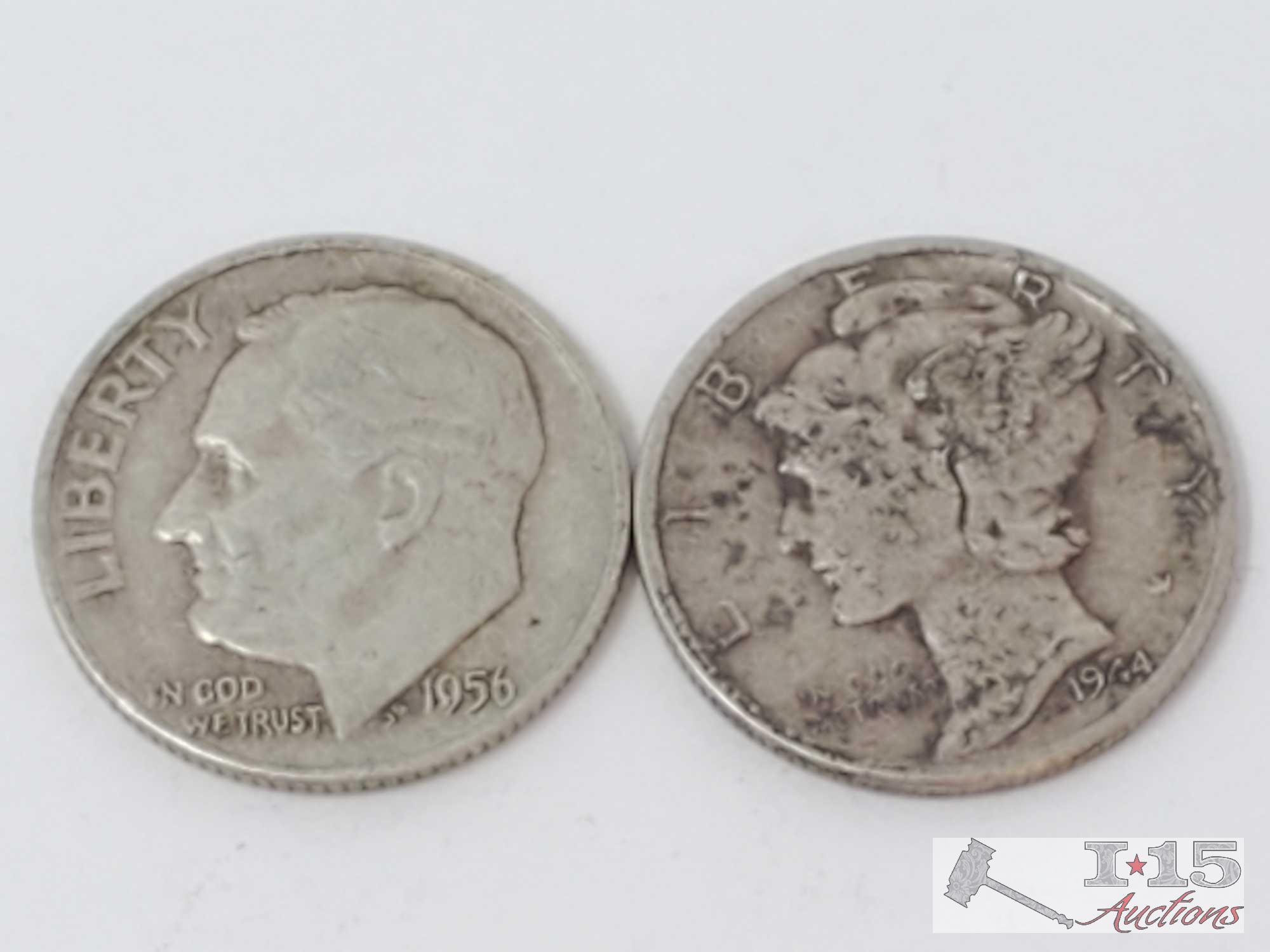 (6) 1947-1988 Dimes 90% Silver, 14.69g