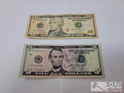 2013 $5 & $10 U.S Bank Notes