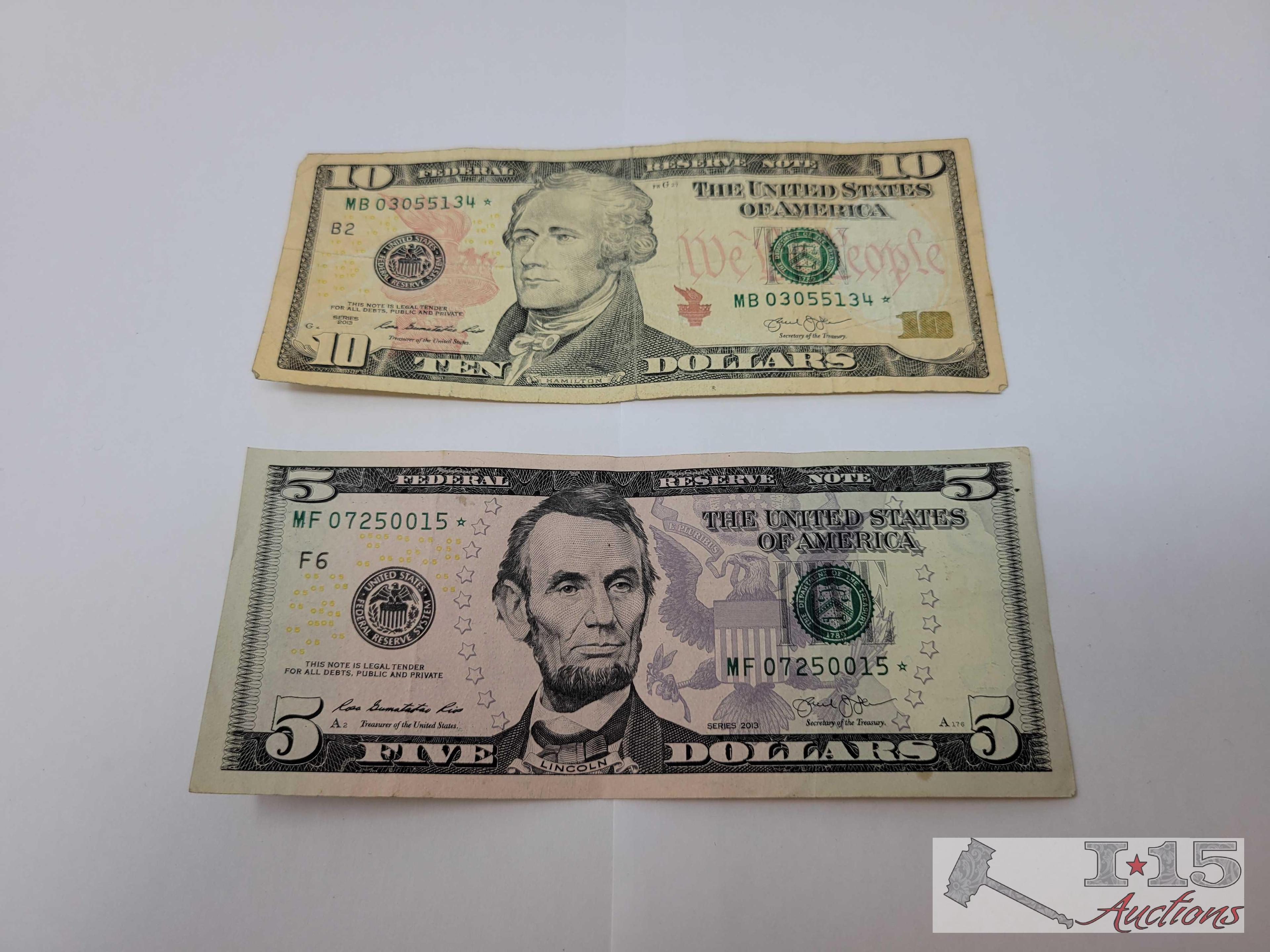 2013 $5 & $10 U.S Bank Notes