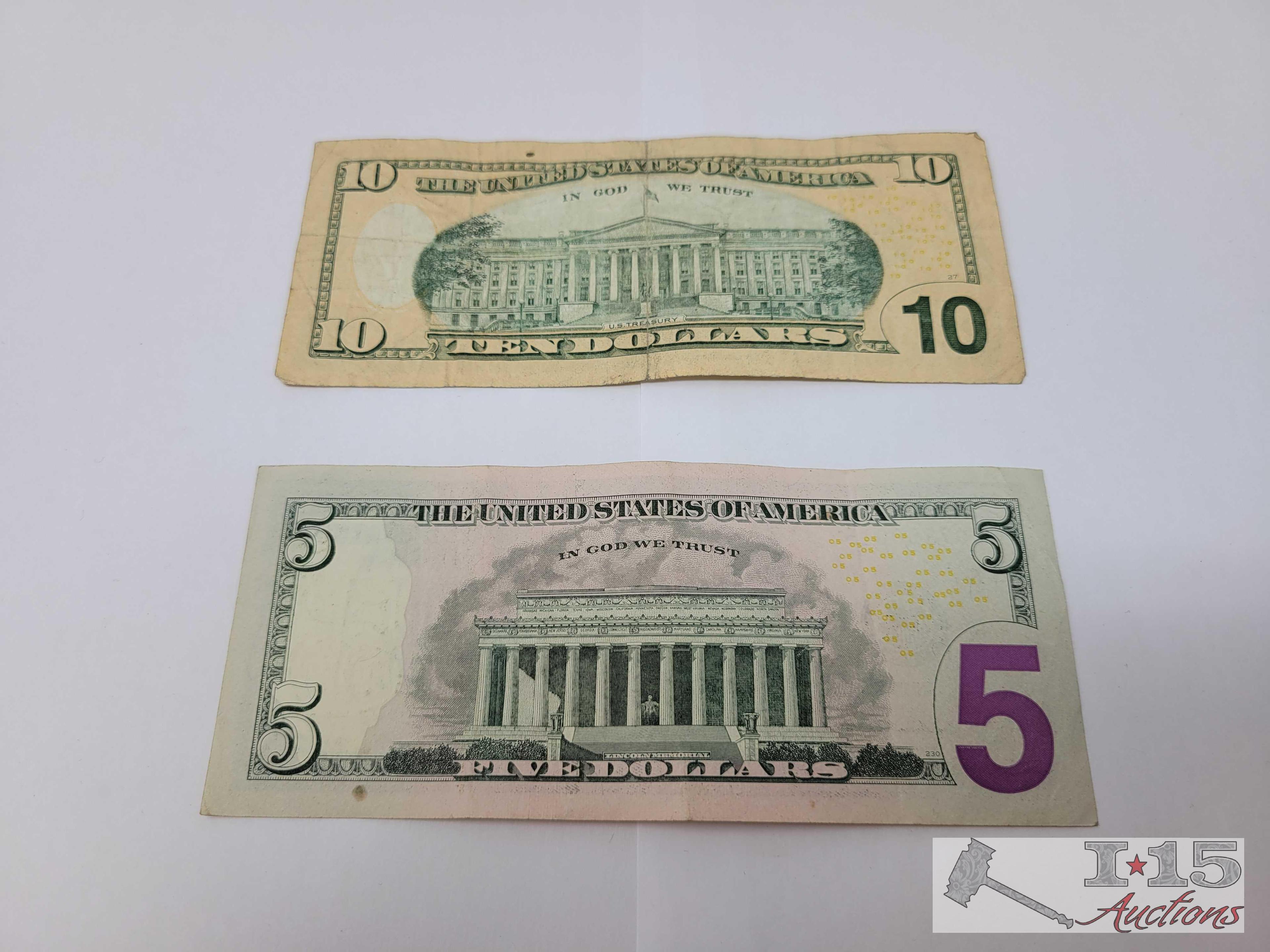 2013 $5 & $10 U.S Bank Notes