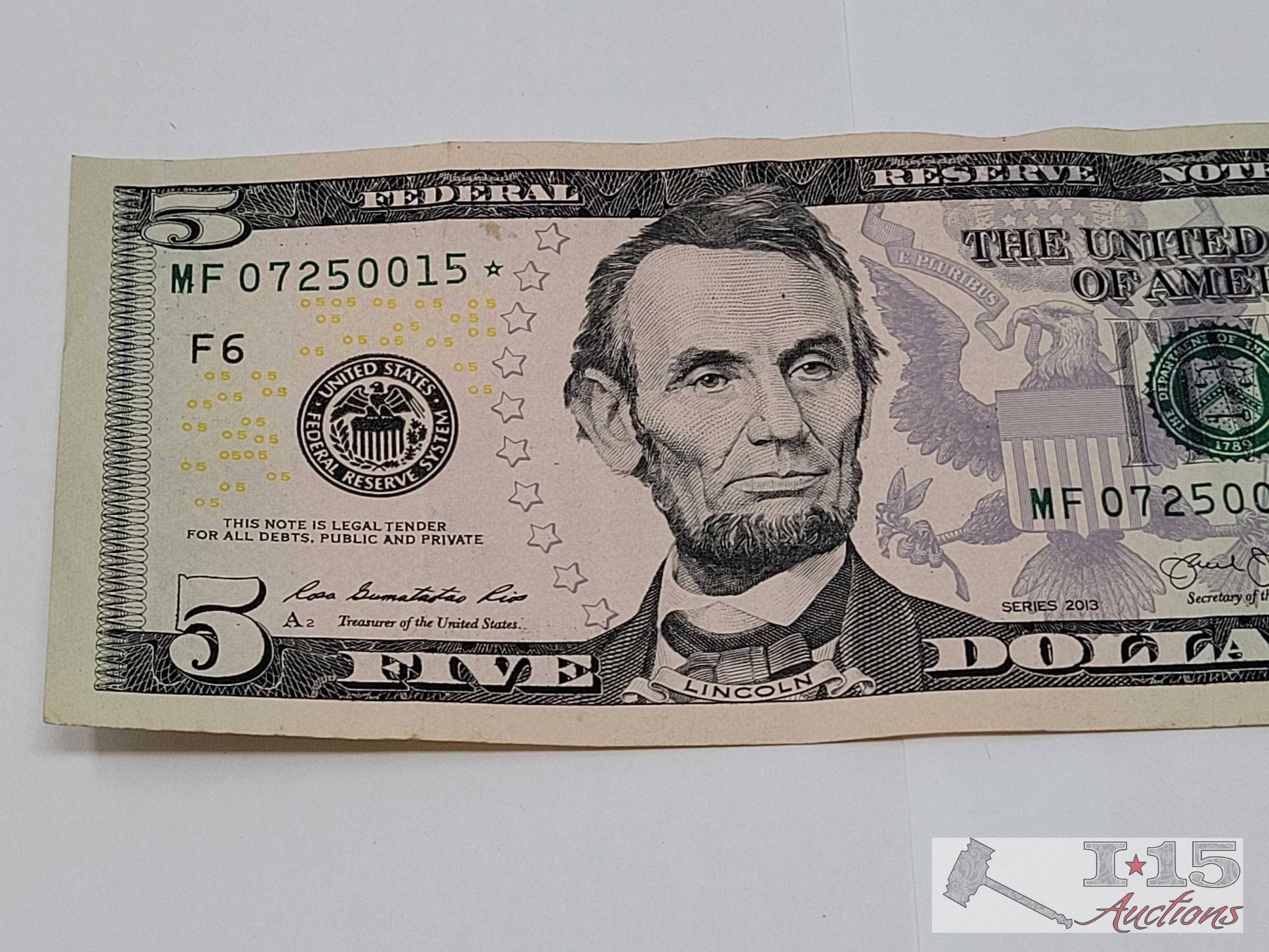 2013 $5 & $10 U.S Bank Notes