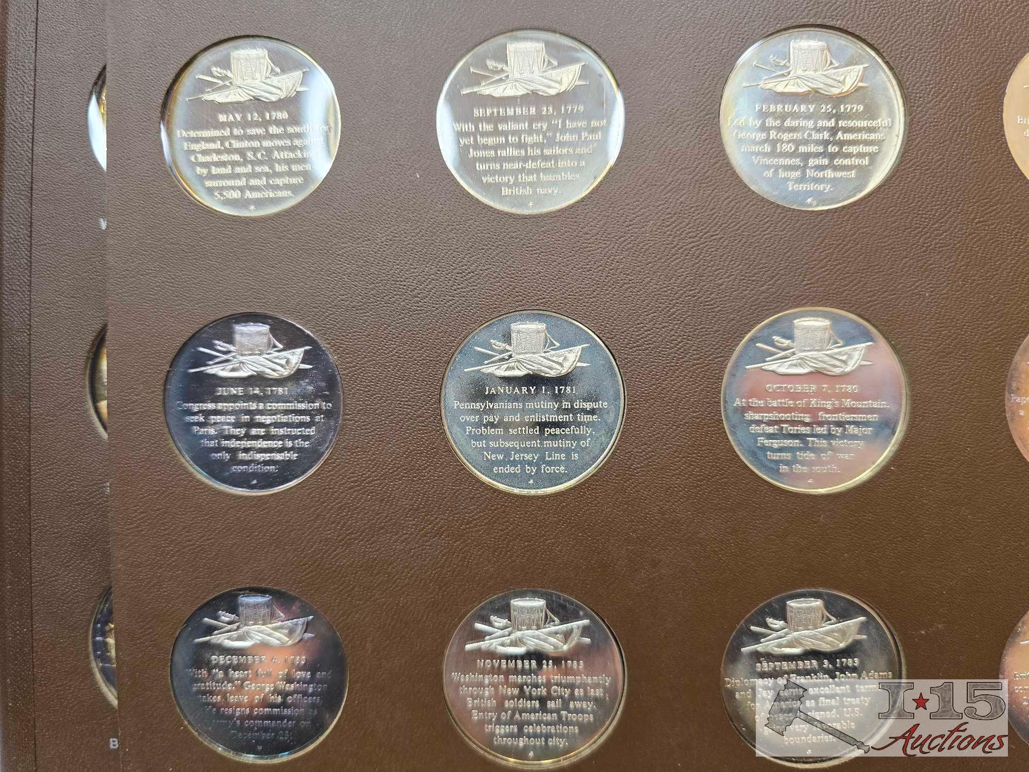 Sterling Silver Franklin Mint History of The American Revolution Proof Set Album