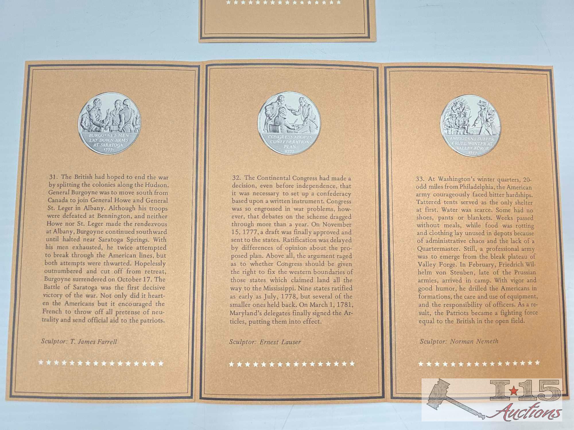 Sterling Silver Franklin Mint History of The American Revolution Proof Set Album