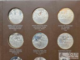 Sterling Silver Franklin Mint History of The American Revolution Proof Set Album