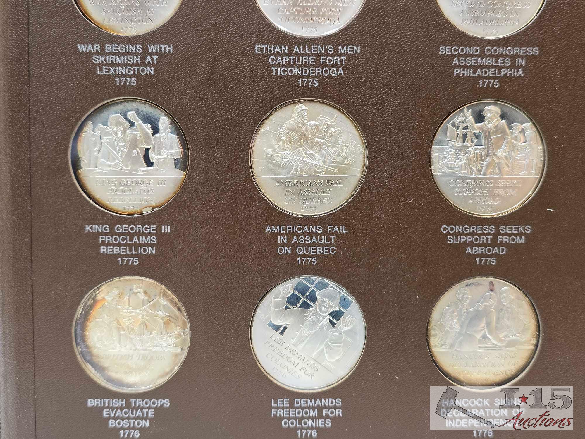 Sterling Silver Franklin Mint History of The American Revolution Proof Set Album