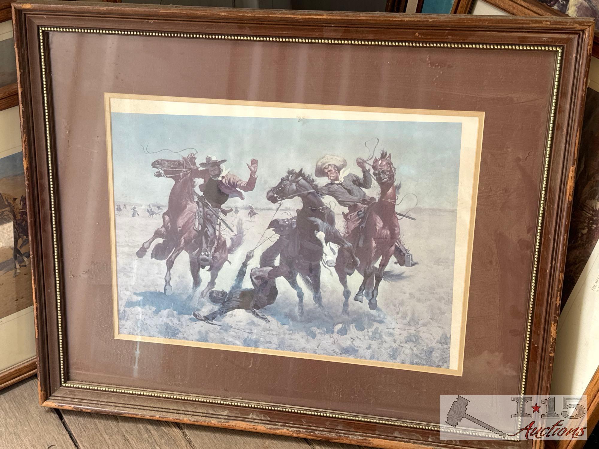 (3) Framed Wall Art By Frederic Remington