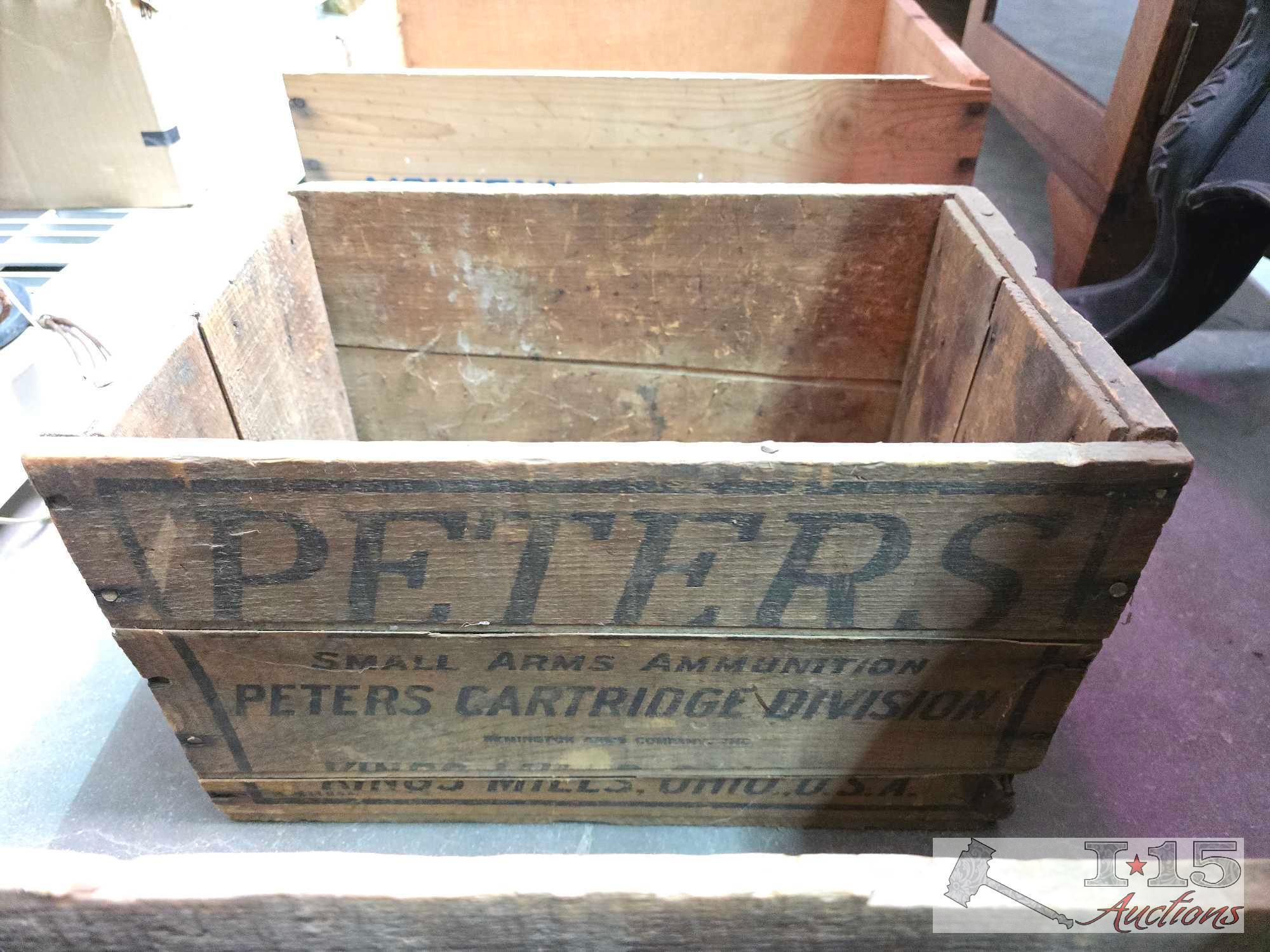 (3) Wooden Crates, Boot Jack and Wood with Metal Horse Picture