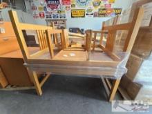 (3) Wooden Tables and (2) Chairs
