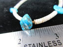 Nugget Style Vintage Turquoise Stone Bead Necklace