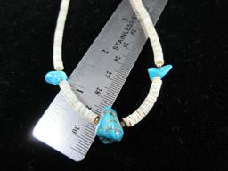 Nugget Style Vintage Turquoise Stone Bead Necklace