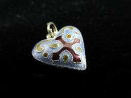 Sterling Silver Enamel Heart Charm