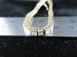 Gold over .925 Silver White Stone Tennis Bracelet