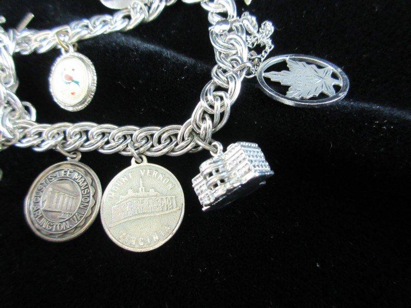 Vintage Sterling Silver Charm Bracelet with Many Charms