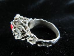 Red Linde Stone Sterling Silver Ring