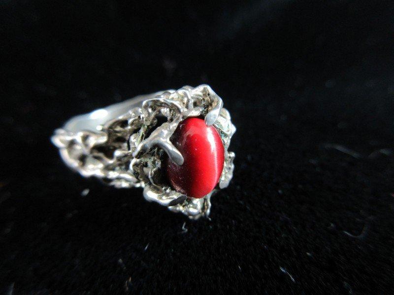 Red Linde Stone Sterling Silver Ring