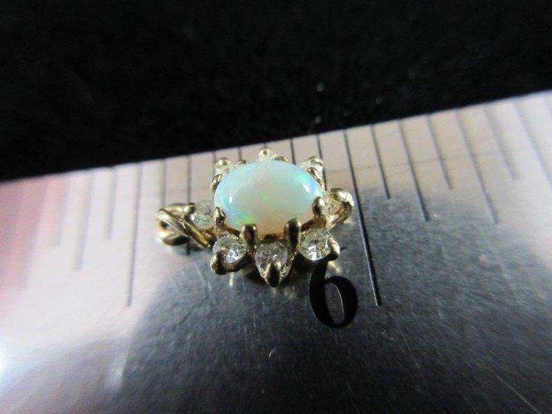 14K Gold Diamond and Opal Stone Pendant